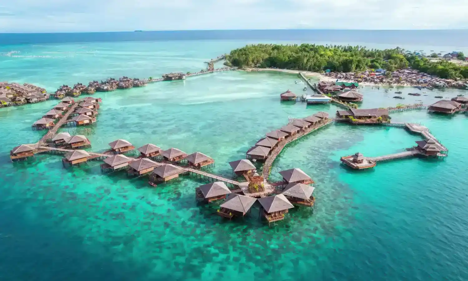 Sipadan Water Village, aerial view